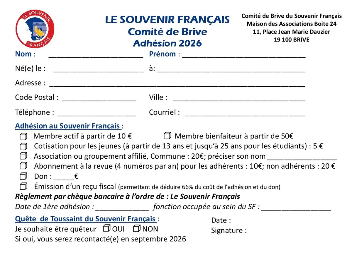 bulletin adhésion 2026